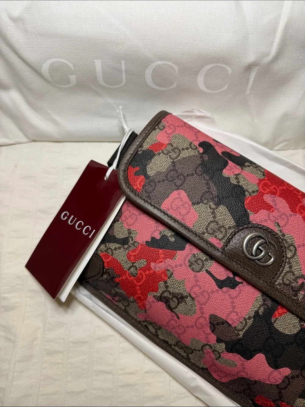 Gucci Brown, Pink & Red GG Camouflage Messenger Bag